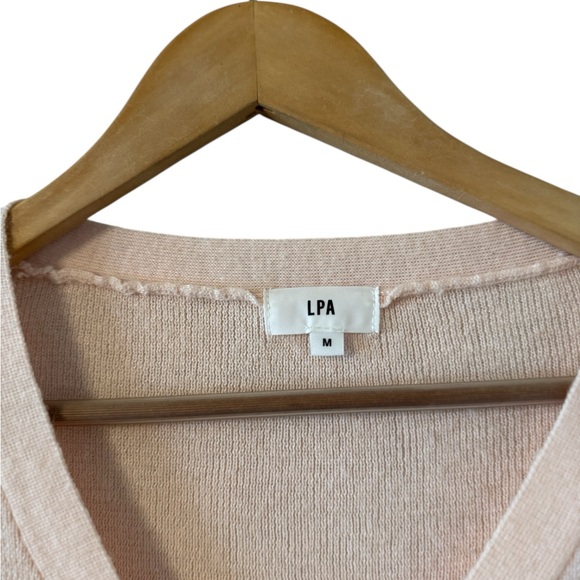 REVOLVE x LPA Rhodes Wool Henley Pale Pink Long Sleeve Sweater Pullover Top - Picture 4 of 6